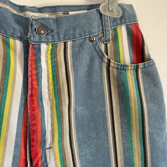 VTG 90s Revival Shorts 10 Bermuda 28” waist ColorBlock Blue Striped Indie 5” - Picture 6 of 15